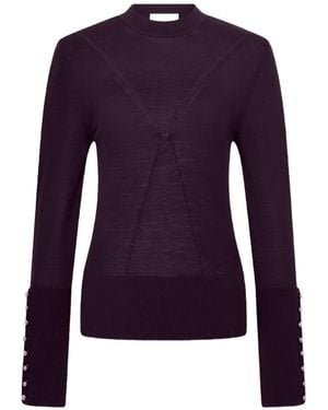 Rabanne Gestrickter Pullover Mit Knopfmanschetten - Lila
