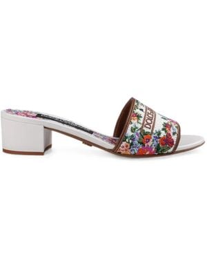 Dolce & Gabbana Nappa Leather Mules With Embroidery - White