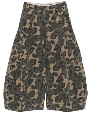 R13 Pantalon Cargo En Coton À Imprimé Léopard - Gray