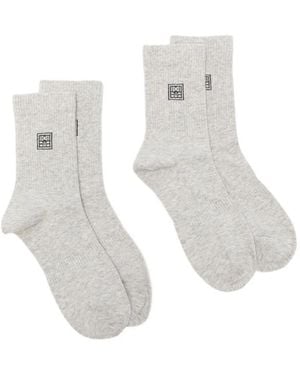 TOTEME Socken Mit Monogramm-Stickerei (2Er-Set) - Weiß