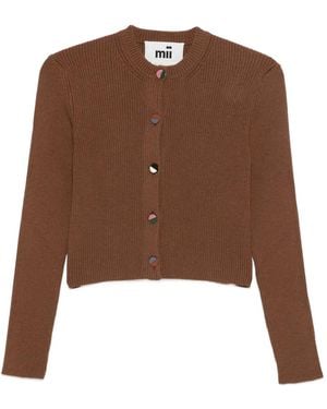 Mii Geribbeld Vest Met Knopen - Bruin