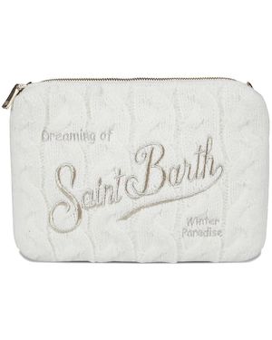 MC2 Saint Barth Parisienne Cable-Knit Clutch Bag - White