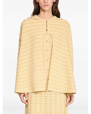 Sandro Rhinestone Knit Cape - Natural