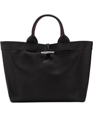Longchamp Le Roseau レザーハンドバッグ - ブラック