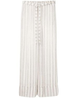 Amir Slama Stripe-Print Tie-Waist Palazzo Pants - White