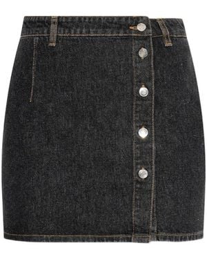 IRO Button-Fastening Mini Denim Skirt - Black