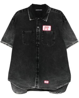 RRR123 Logo-Print Shirt - Black
