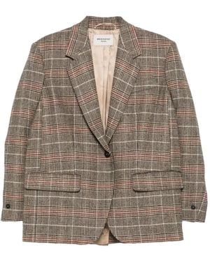 Weekend by Maxmara Check-Pattern Single-Breasted Blazer - Brown
