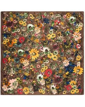 Bimba Y Lola Floral-Print Scarf - Metallic