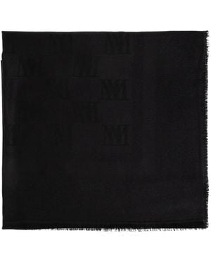 Max Mara Ausgefranster Schal Mit Jacquard-Logo - Schwarz
