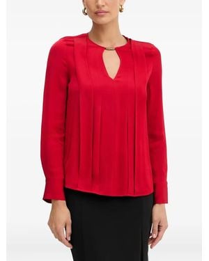 Marciano Plissierte Bluse mit Schlüssellochausschnitt - Rot