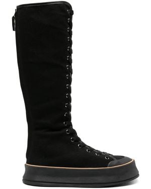 Max Mara Canvas Lace-Up Boots - Black