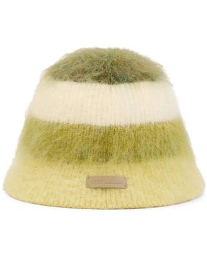 Ami Paris Ami Striped Mohair Bucket Hat - Yellow