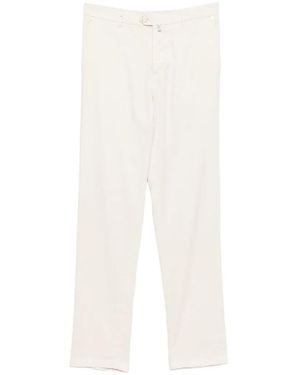 Kiton Logo-Patch Button-Fastening Pants - White