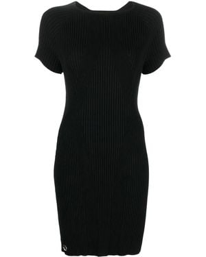 Philipp Plein Logo-Plaque Ribbed T-Shirt Dress - Black
