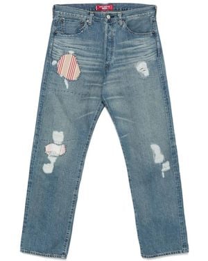 Junya Watanabe Jeans Met Patchdetail - Blauw