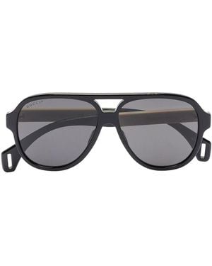 Gucci Double-Bridge Pilot-Frame Sunglasses - Grey