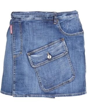 DSquared² Pocket Tie Mini Skirt - Blue