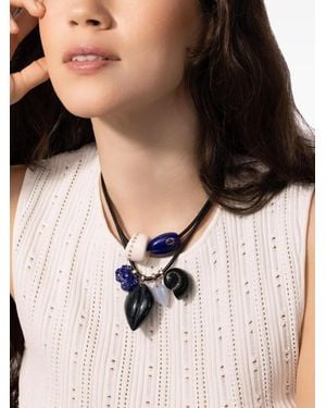 Dezso by Sara Beltran Colgante de ojo de tigre en oro rosa de 18 ct - Negro