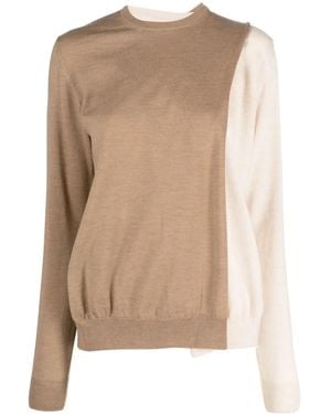 Colville Contrasting Panel-Detail Fine-Knit Sweater - Natural