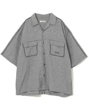 Undercover Houndstooth-Pattern Patch-Pocket Shirt - Grey