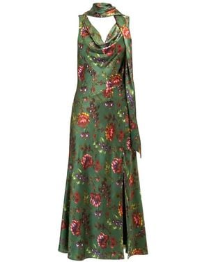 Cinq À Sept Abito Lungo Fresco Floral Rosmira - Verde