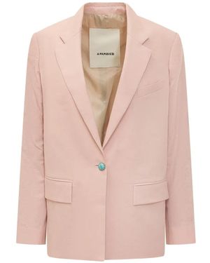 A PAPER KID Button Linen Jacket - Pink