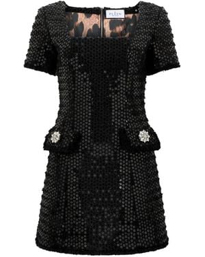 Philipp Plein Sequin-Embellished Tweed Mini Dress - Black