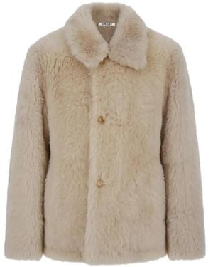 AURALEE Merino Shearling Coat - Natural