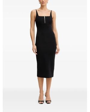 ARMANI EXCHANGE Zip-Front Midi Dress - Black