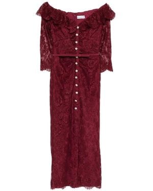 Self-Portrait Lace Button Dress - Red