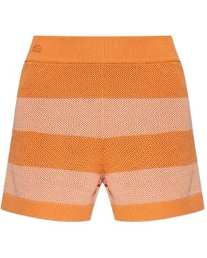 Lacoste Horizontal-Stripe Knitted Shorts - Orange