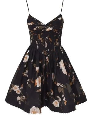 Zimmermann Floral-Print Corset-Style Mini Dress - Black