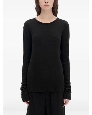 Ann Demeulemeester Camiseta Fiene de canalé - Negro