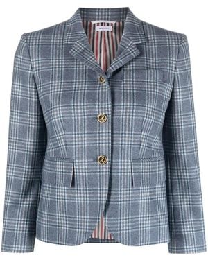 Thom Browne Check-Print Single-Breasted Blazer - Blue