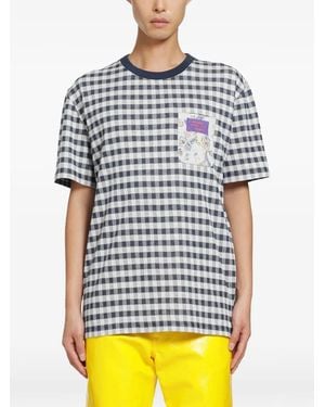 Loewe X Cosima Von Bonin Gingham-Check Chest-Pocket T-Shirt - Blue
