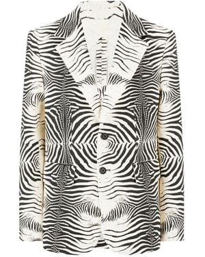 Roberto Cavalli Leopard-Print Blazer - Gray