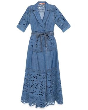 Ermanno Scervino Lace-Embellished Maxi Dress - Blue