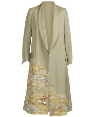 Ibrigu Irotomesode Graphic-Print Coat - Natural