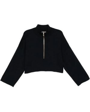 N.Peal Cashmere Half Zip Jumper - Black
