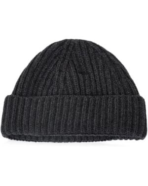 Aragona Ribbed-Knit Cashmere Beanie Hat - Black