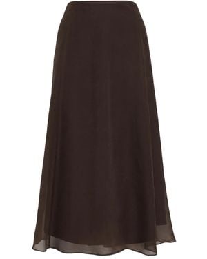 Brunello Cucinelli Falda midi de seda - Marrón