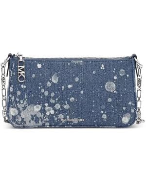 MICHAEL Michael Kors Empire Denim Splatter-Print Shoulder Bag - Blue