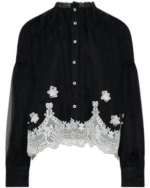 Renli Su Lace-Trim Blouse - Black