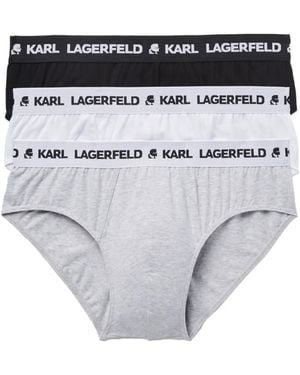 Karl Lagerfeld Set Di Tre Slip Con Logo - Bianco