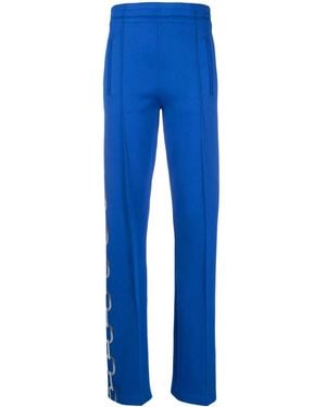 Burberry Chain-Print Straight Trousers - Blue