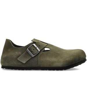 Birkenstock London Buckle-Detail Suede Mules - Grün