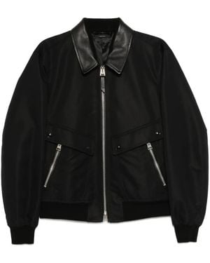 Tom Ford Leather Collar Bomber - Black