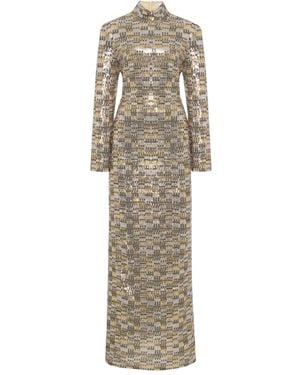 Rosetta Getty Turtleneck Sequin Maxi Dress - Natural
