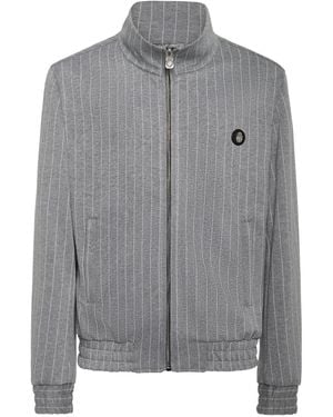 Billionaire Pinstripe Zip-Up Jacket - Grey